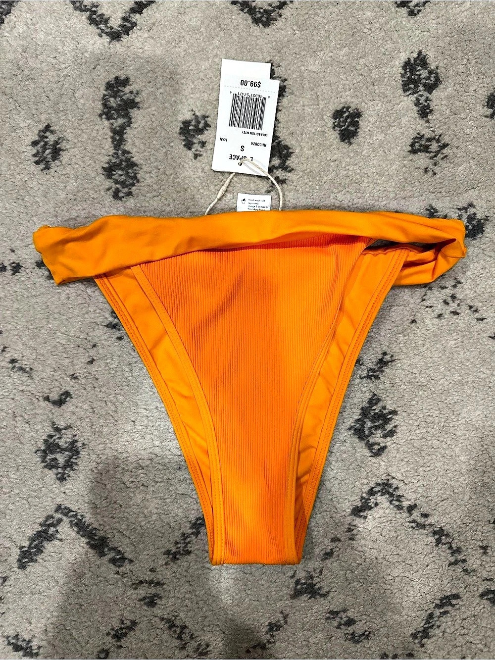 NEW L*SPACE Lola Bottom Bitsy Ribbed Bikini Bottom in Orange. Size Small